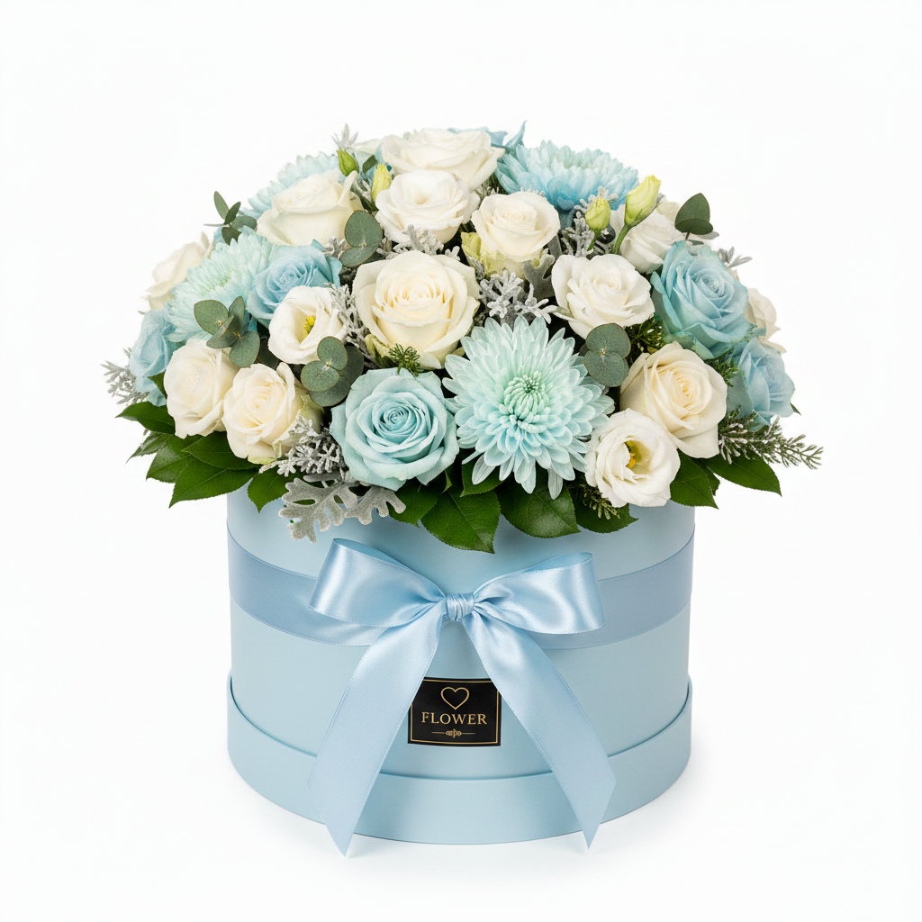 Γαλάζια Αρμονία | Σύνθεση σε Κουτί FlowersAthens