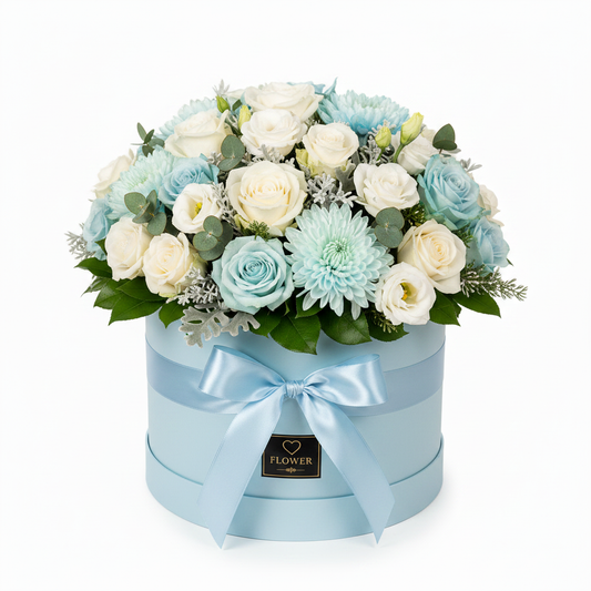 Γαλάζια Αρμονία | Σύνθεση σε Κουτί FlowersAthens