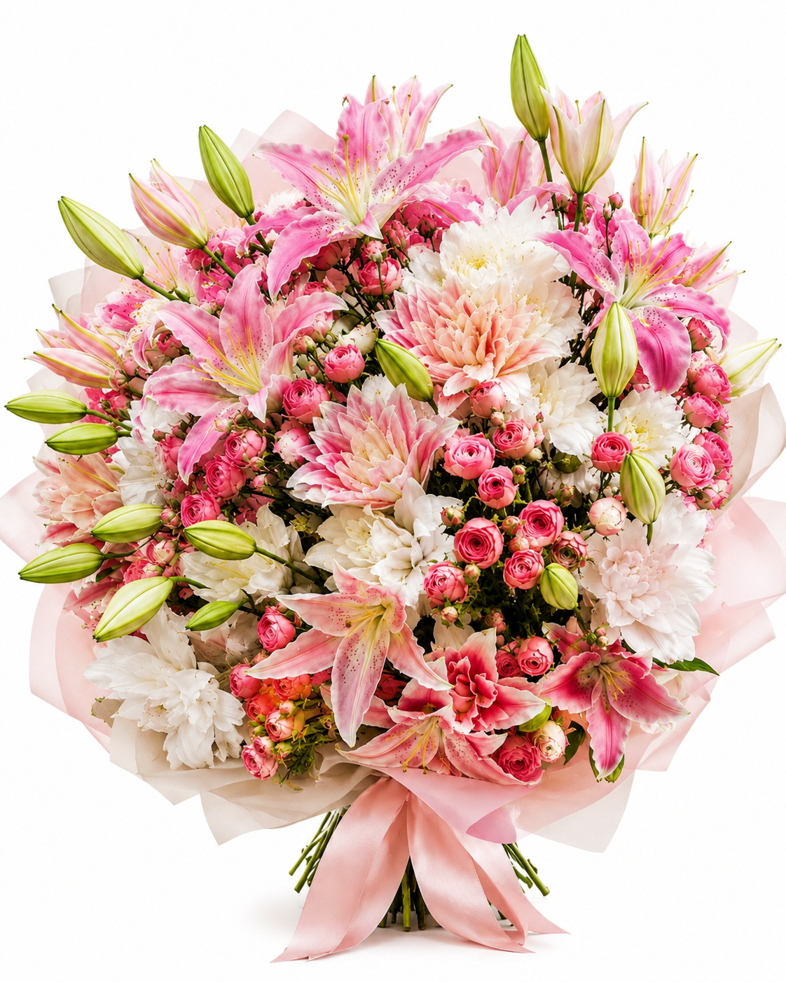 Μπουκέτο Ροζ Λίλιουμ & Ζέρμπερες | Pink Lily & Gerbera Bouquet Athens