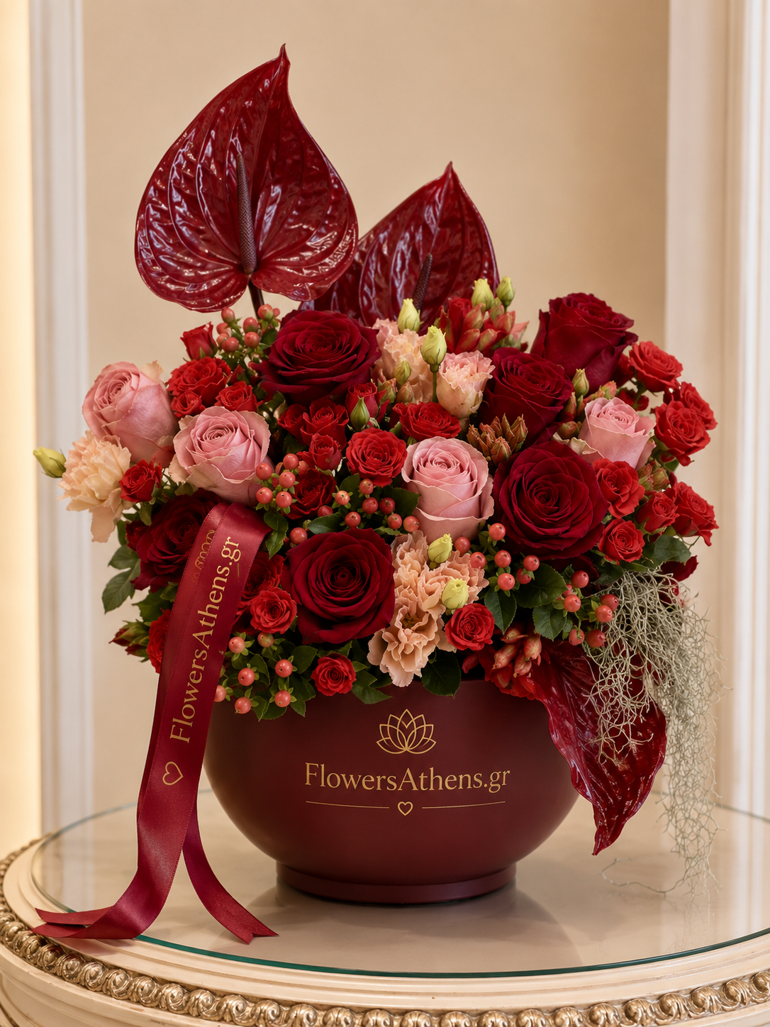 Deep Red Elegance | Σύνθεση σε Κεραμικό Κουτί