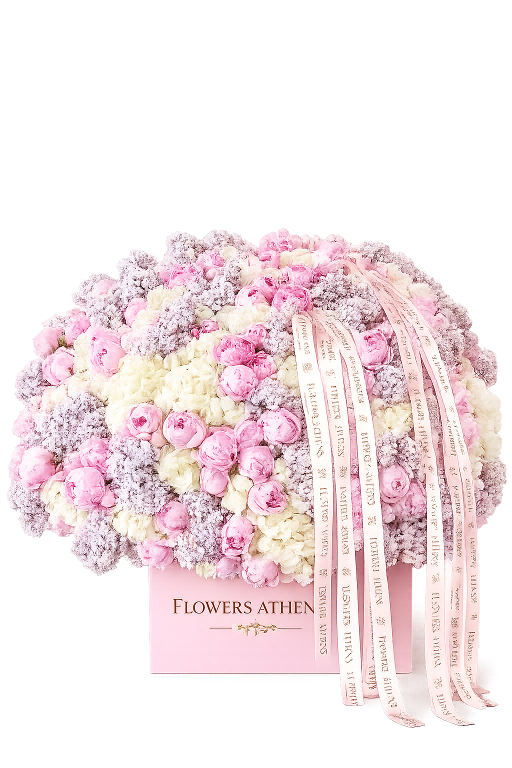 Ροζ Σύνθεση Παιώνιες & Ορτανσίες σε Κουτί | Flowers Athens
